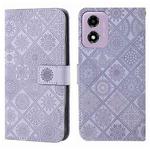 For Motorola Moto E14 Ethnic Style Embossed Pattern Leather Phone Case(Purple)