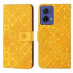 For Motorola Moto G85 Ethnic Style Embossed Pattern Leather Phone Case(Yellow)