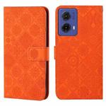 For Motorola Moto G85 Ethnic Style Embossed Pattern Leather Phone Case(Orange)