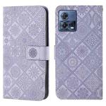 For Motorola Moto S30 Pro Ethnic Style Embossed Pattern Leather Phone Case(Purple)