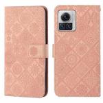 For Motorola Moto X30 Pro Ethnic Style Embossed Pattern Leather Phone Case(Pink)