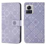 For Motorola Moto X30 Pro Ethnic Style Embossed Pattern Leather Phone Case(Purple)