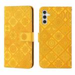 For Samsung Galaxy A55 Ethnic Style Embossed Pattern Leather Phone Case(Yellow)