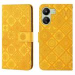 For Xiaomi Redmi 13C Ethnic Style Embossed Pattern Leather Phone Case(Yellow)