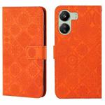 For Xiaomi Redmi 13C Ethnic Style Embossed Pattern Leather Phone Case(Orange)