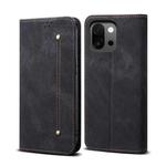 For OnePlus 13T Denim Texture Casual Style Horizontal Flip Leather Case(Black)