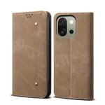 For OnePlus 13s 5G Denim Texture Casual Style Horizontal Flip Leather Case(Khaki)