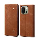 For OnePlus 13s 5G Denim Texture Casual Style Horizontal Flip Leather Case(Brown)