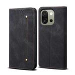 For OnePlus 13s 5G Denim Texture Casual Style Horizontal Flip Leather Case(Black)