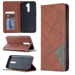 For Oppo A5 (2020) / A9 (2020) Rhombus Texture Horizontal Flip Magnetic Leather Case with Holder & Card Slots(Brown)