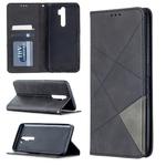 For Oppo A5 (2020) / A9 (2020) Rhombus Texture Horizontal Flip Magnetic Leather Case with Holder & Card Slots(Black)