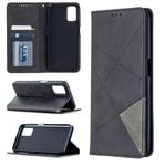 For Oppo A72 / A52 / A92 Rhombus Texture Horizontal Flip Magnetic Leather Case with Holder & Card Slots(Black)