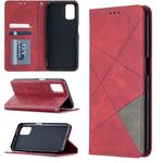 For Oppo A72 / A52 / A92 Rhombus Texture Horizontal Flip Magnetic Leather Case with Holder & Card Slots(Red)