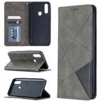 For Oppo A31 (2020) / A81 Rhombus Texture Horizontal Flip Magnetic Leather Case with Holder & Card Slots(Grey)