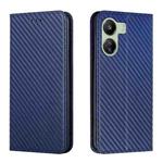 For Xiaomi Redmi 13C Carbon Fiber Texture Flip Holder Leather Phone Case(Blue)