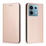 For Xiaomi Redmi Note 13 Pro 5G Carbon Fiber Texture Flip Holder Leather Phone Case(Rose Gold)