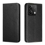 For Xiaomi Redmi Note 13 Carbon Fiber Texture Flip Holder Leather Phone Case(Black)