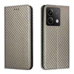 For Xiaomi Redmi Note 13 Carbon Fiber Texture Flip Holder Leather Phone Case(Grey)