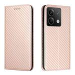 For Xiaomi Redmi Note 13 Carbon Fiber Texture Flip Holder Leather Phone Case(Rose Gold)