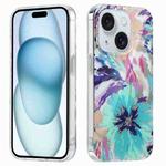 For iPhone 15 Plus Electroplated Symphony Phone Case(Watercolor Flower)