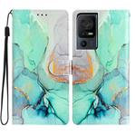 For TCL 40 SE Colored Drawing Leather Phone Case(Green Marble)