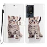 For TCL 40 SE Colored Drawing Leather Phone Case(Little Tabby Cat)