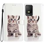 For TCL 403 Colored Drawing Leather Phone Case(Little Tabby Cat)
