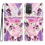 For ZTE Blade A52 Colored Drawing Leather Phone Case(Purple Marble)