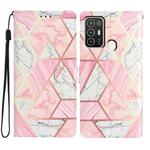 For ZTE Blade A52 Colored Drawing Leather Phone Case(Pink Marble)