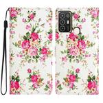 For ZTE Blade A52 Colored Drawing Leather Phone Case(Peonies)