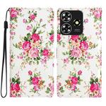 For ZTE Blade A73 4G Colored Drawing Leather Phone Case(Peonies)