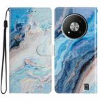 For ZTE Blade A73 5G Colored Drawing Leather Phone Case(Blue Marble)