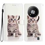 For ZTE Blade A73 5G Colored Drawing Leather Phone Case(Little Tabby Cat)