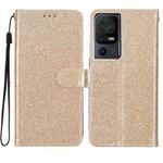 For TCL 40 SE Glitter Powder Flip Leather Phone Case(Gold)