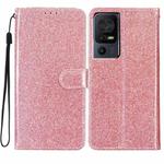 For TCL 40 SE Glitter Powder Flip Leather Phone Case(Rose Gold)