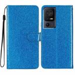 For TCL 40 SE Glitter Powder Flip Leather Phone Case(Blue)