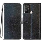 For ZTE Blade A52 Glitter Powder Flip Leather Phone Case(Black)