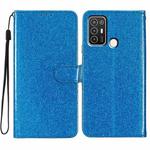 For ZTE Blade A52 Glitter Powder Flip Leather Phone Case(Blue)