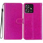 For ZTE Blade A73 4G Glitter Powder Flip Leather Phone Case(Rose Red)