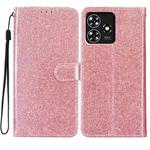 For ZTE Blade A73 4G Glitter Powder Flip Leather Phone Case(Rose Gold)