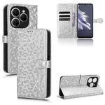 For Tecno Spark 20 Pro Honeycomb Dot Texture Leather Phone Case(Silver)