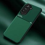 For OPPO Reno11 5G China Classic Tilt Strip Grain Magnetic Shockproof PC + TPU Phone Case(Green)