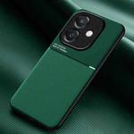 For OPPO A3x 5G India Classic Tilt Strip Grain Magnetic PC Hybrid TPU Phone Case(Green)