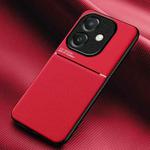 For OPPO A3x 5G India Classic Tilt Strip Grain Magnetic PC Hybrid TPU Phone Case(Red)