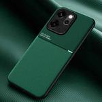 For OPPO Reno14 F 5G Classic Tilt Strip Grain Magnetic PC Hybrid TPU Phone Case(Green)