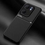 For OPPO A5x 5G Global Classic Tilt Strip Grain Magnetic PC Hybrid TPU Phone Case(Black)