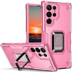 For Samsung Galaxy S24 Ultra 5G Non-slip Shockproof Armor Phone Case with Ring Holder(Pink)