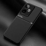 For Realme GT 7 Global Classic Tilt Strip Grain Magnetic PC Hybrid TPU Phone Case(Black)