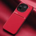 For vivo iQOO 12 Classic Tilt Strip Grain Magnetic PC Hybrid TPU Phone Case(Red)