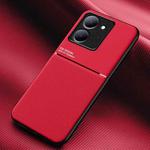 For vivo Y78 Classic Tilt Strip Grain Magnetic PC Hybrid TPU Phone Case(Red)